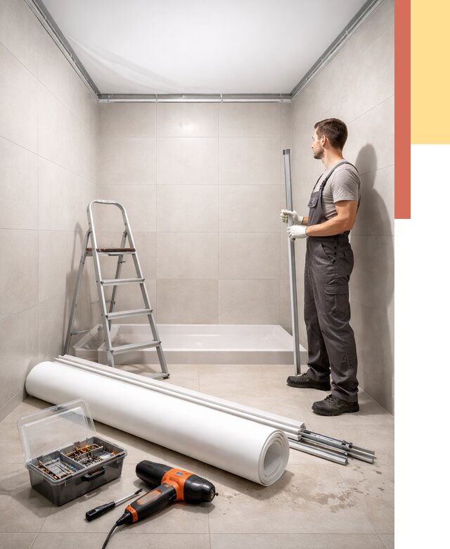 Монтаж натяжного потолка в санузле в Черемхово от 1929 руб. — ОТДЕЛОЧНИК-Чрм