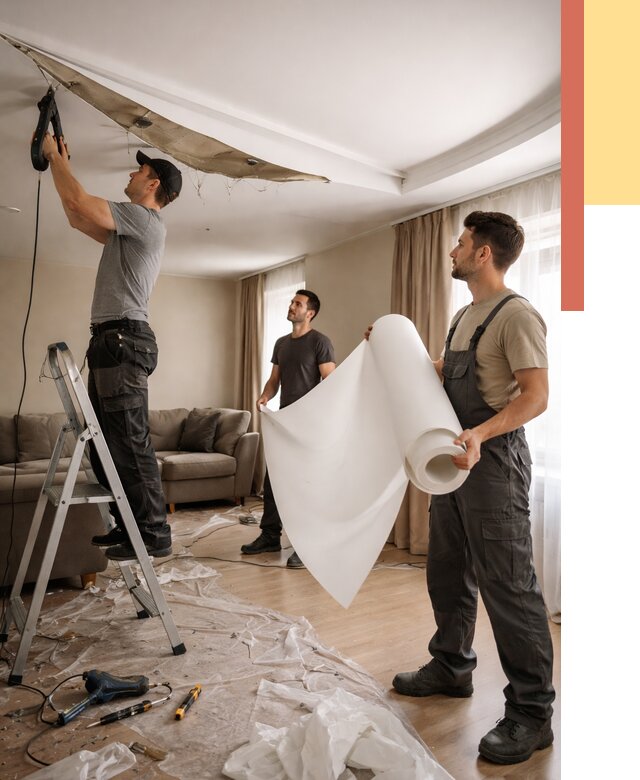 Замена полотна натяжного потолка в Черемхово от 9905 руб. быстро и недорого | ОТДЕЛОЧНИК-Чрм