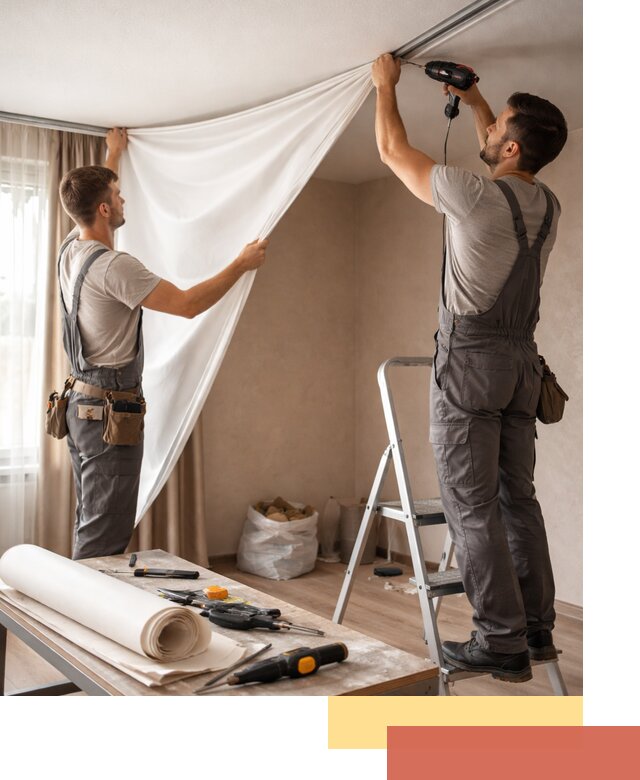 Замена полотна натяжного потолка в Черемхово быстро и качественно