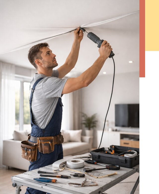 Ремонт натяжных потолков в Черемхово от 9905 руб. под ключ — ОТДЕЛОЧНИК-Чрм