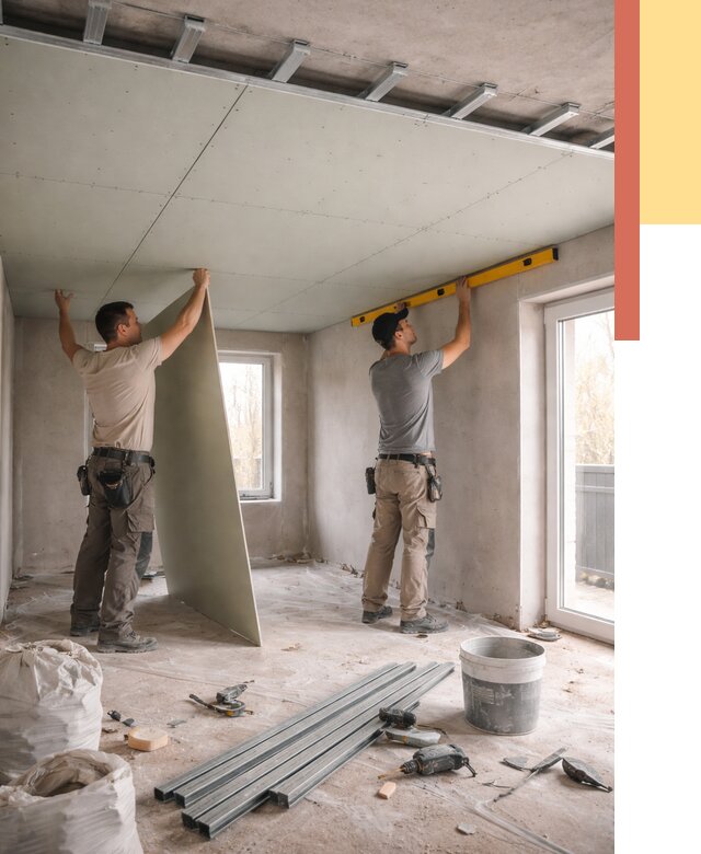 Одноуровневый потолок из гипсокартона в Черемхово от 782 руб. — монтаж под ключ | ОТДЕЛОЧНИК-Чрм