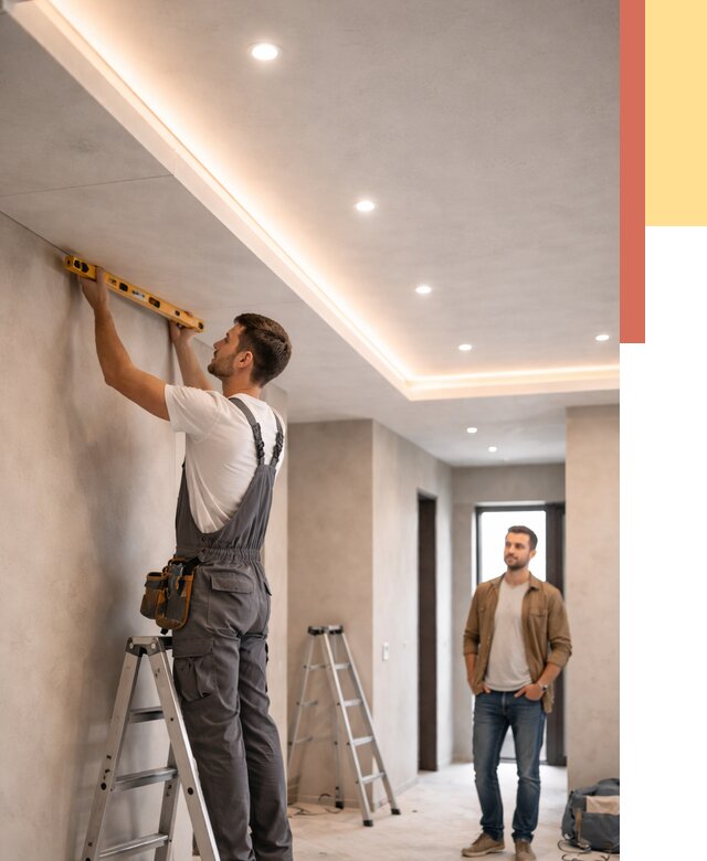 Потолок из гипсокартона с подсветкой в Черемхово от 782 руб./м2 под ключ | ОТДЕЛОЧНИК-Чрм