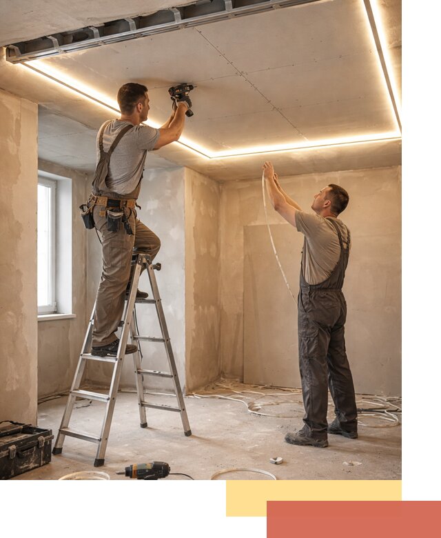 Потолок из гипсокартона с подсветкой в Черемхово