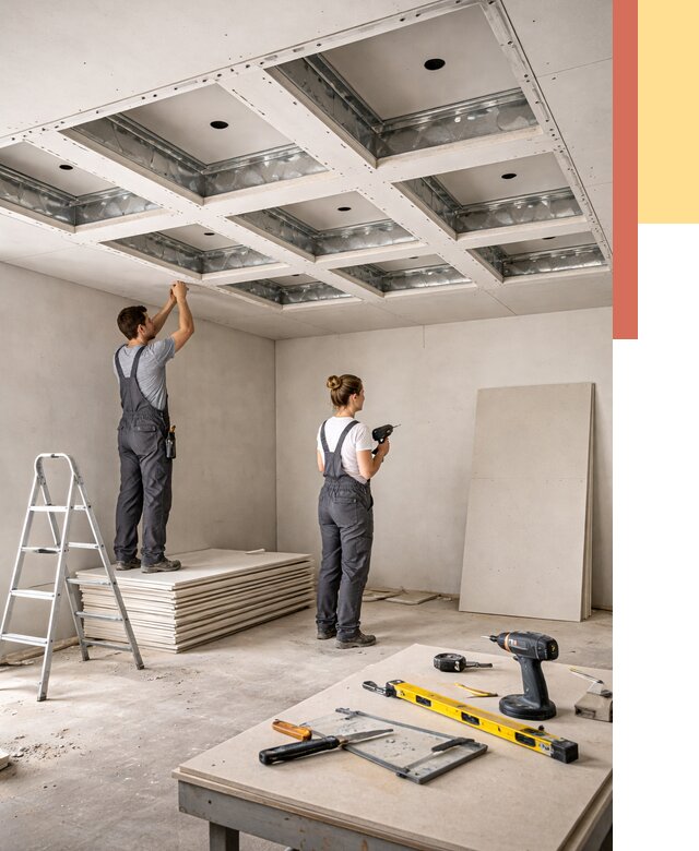 Кессонный потолок из гипсокартона в Черемхово от 1929 руб. — монтаж и под ключ | ОТДЕЛОЧНИК-Чрм