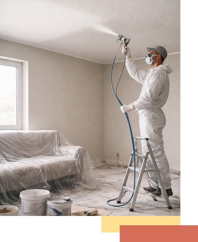 Покраска потолка краскопультом в Черемхово быстро и качественно